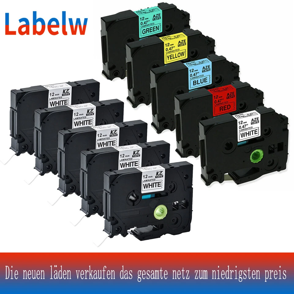 Schriftband für Brother P-Touch TZe-231 12mm PT E100 H105 H107 H100LB 1000 1010