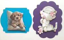Adorable Puppy Dog Kitten Cat Dimensional Card Front Scrapbook Embellishment 861