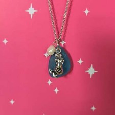 Handmade in Hawaii, blue sea glass, mermaid, real pearl necklace