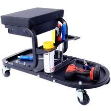 Mechanics Shop Garage Stool Creeper Rolling Chair Detailing Utility Cart Seat