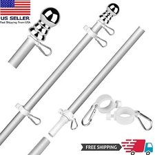 Tangle Free Spinning Flag Pole Aluminum 6FT Durable Rust Free Wind Resistant Kit