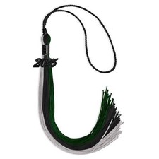 Endea Graduation Black/Hunter Green/Silver Tassel with Black Date Drop