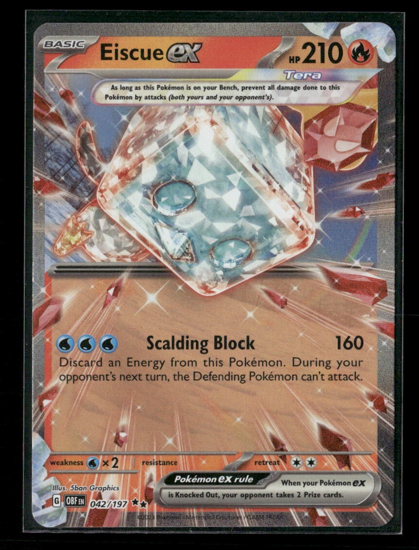 Eiscue ex 042/197 Obsidian Flames DR Holo Pokemon Card NM