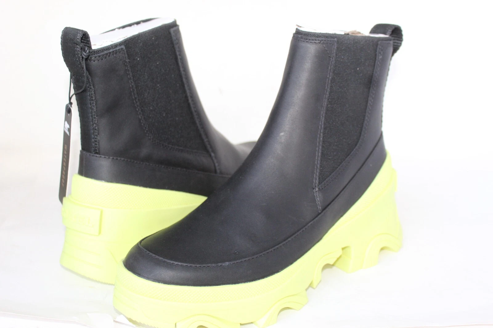 SOREL Womens Brex Heel Black Leather Waterproof Chelsea Boots Size 8.5
