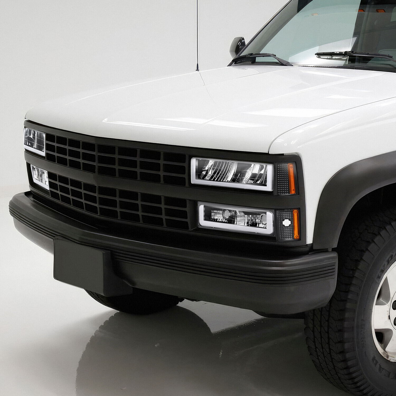 Fit For 88-93 Chevy C/K GMC Sierra Tahoe Clear/Amber LED Tube Headlights - Foto 5