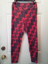 LULAROE Tall  Curvy Leggings Red  gray Cupids j445