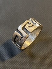 Artisan Silver Ring Size 5.75 Square Swirl Design Unmarked