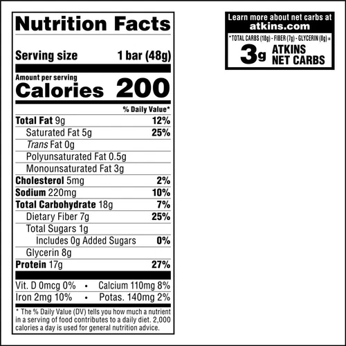 3 Boxes Atkins Chocolate Chip Granola Protein Meal Replacement Bar,Keto Friendly - Picture 7 of 7