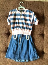 Vintage 1980s Kids CRAYONS Top Skirt Set size 6X