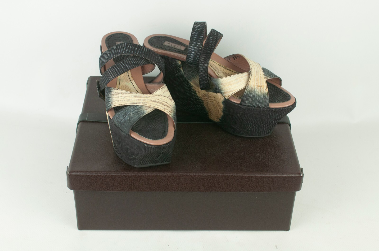 ALAIA Genuine Python Snake Skin Platform Sandals … - image 2