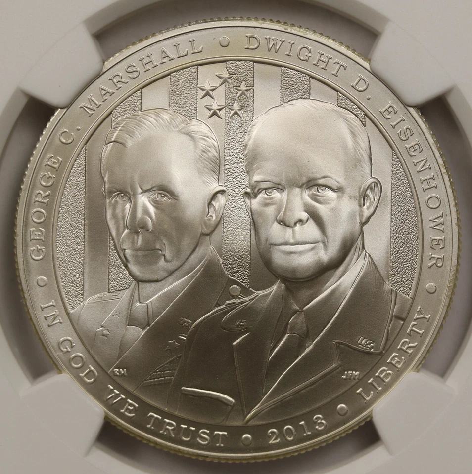 2013-W 5 Star Generals Marshall & Eisenhower Silver Commemorative $1 MS 70 NGC - Image 3 of 4