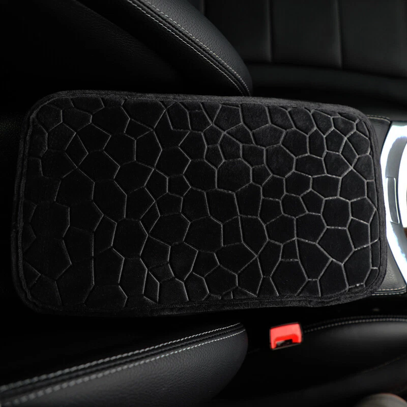 Funda acolchada funda reposabrazos consola central coche felpa corta negra Foto 3 de 4