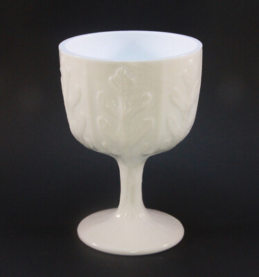 Vintage 1975 F.T.D. milk glass elevated compote bowl 6.5'' tall
