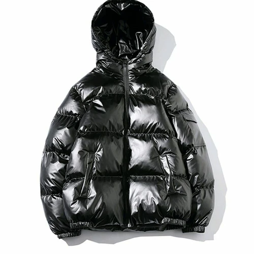 Herren Winter Warm Mantel Glänzend Kapuze Baumwolle Jacke Bubble Puffer Freizeit Mantel - Bild 14 von 21