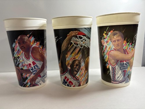 Lot of (3) 1992 McDonalds USA Basketball Cups Jordan Bird Barkley Dream Team - Picture 2 of 5