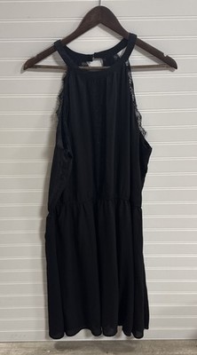 Maurices Womens Black Classic Lace Dress Dark Halter Neckline Sleeveless Lined 1
