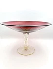RARE Blenko Pre-Designer LRG 12" Amethyst Compote Clear Twist Stem MCM Art Glass