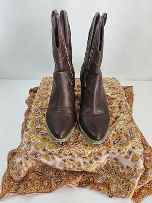 Very Volatile Calico Western Ankle Boots-Women's Size 6.5 Wine Brown Leather