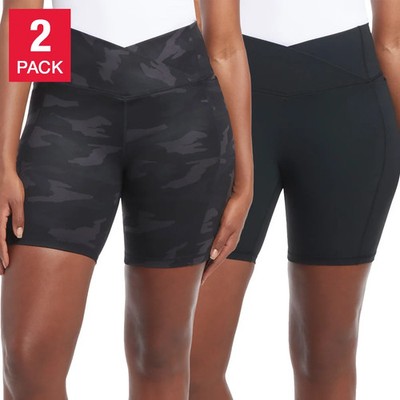 Danskin Women's 2-Pack Cross Waist Bike Short | K41