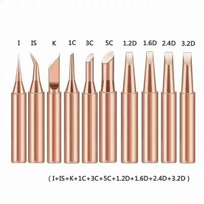 10Pcs 900M-T Pure Copper Soldering Iron Tips Set Lead-Free Solder Head Welding