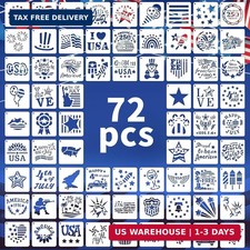 72 PCS 3x3 Inch Independence Day Stencils for Painting - Reusable USA Flag Patri