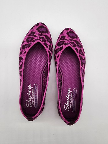 Skechers Women’s 6 Ballet Flats Memory Foam Pink Leopard Print Casual Shoes - Picture 2 of 5