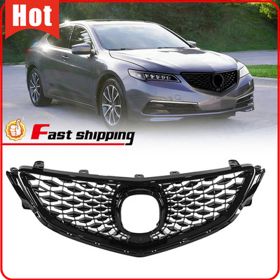 For 2015 2016 2017 Acura TLX Front Upper Grille Grill 2018 Style Gloss Black