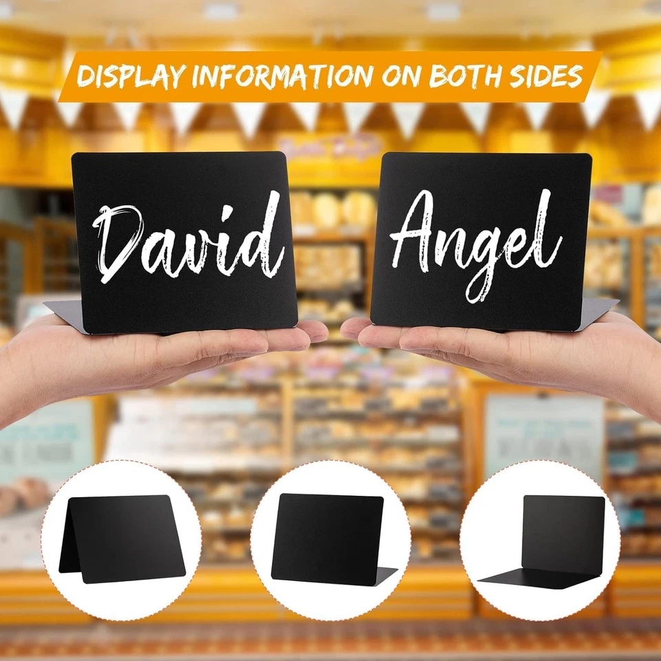 Mini Kreidetafel 10st Stehende Tafeln Beschriften 2 Stifte Buffet Schilder Hochz - Bild 3 von 4