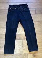 Vintage Black Levi’s 501’s Denim Jeans Red Batwing Made In USA 1996 29 x 26.75