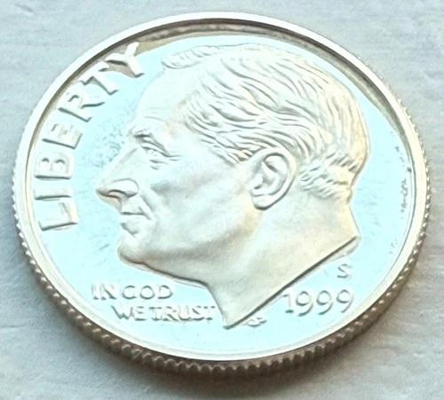 1999-S Roosevelt 90% SILVER Proof Dime ~  (MS) Condition ~ Gem DCAM