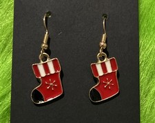 Stocking Shaped Earrings. Unique, Party, Cute, Festive, Holidays, Christmas