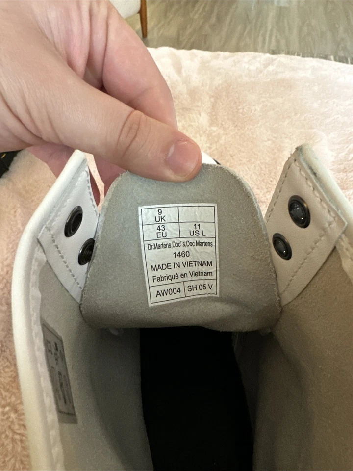 Botas Dr Doc Martens Pascal 1460 Cuero Blanco Punk Moto Mujer’s Talla 11 Punk Foto 4 de 4