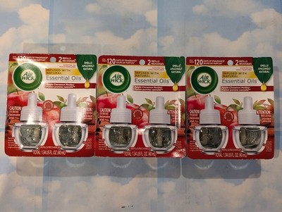 LOT (3) AIR WICK PLUGIN SCENTED OIL REFILLS APPLE CINNAMON MEDLEY   6 REFILLS