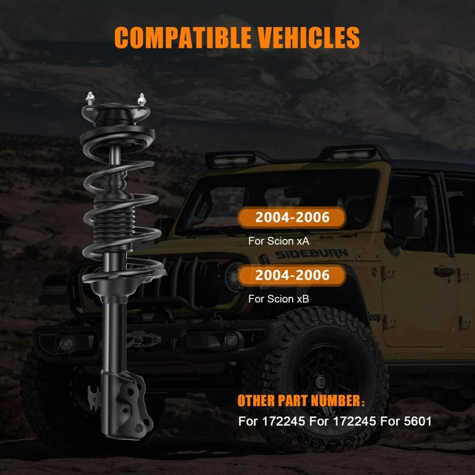 Front Complete Coil Springs Struts & Rear Shocks For 2004-2006 Scion xA xB - Image 3 of 4