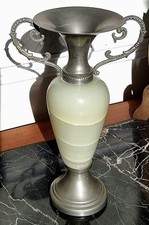 🏛 Neoclassicismo in pietra:vaso23 cm onice verde latte con venature a spirale