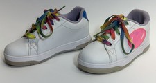 Heelys Glower Youth 13C White Roller Shoes w Wheels Rainbow Laces