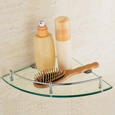 Glass Corner Shelf Single Layer Bathroom Shower Organizer Wall Mounted 