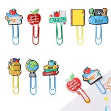 24 PCS Cute Teacher Paper Clips Bookmarks Colorful Paperclip Desk Stationery