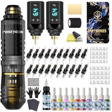 Tattoo Gun Kit POSEIDON Tattoo Kit Pen Kit with 2Pcs 1500Mah Batteries Tattoo Ma