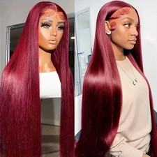 99J Burgundy Straight Wig 200 Density 13x4 13x6 HD Lace Front Human Hair