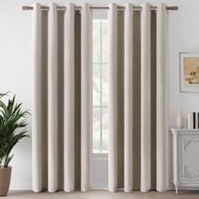 LCOOMZEN 100 Blackout Linen Curtains 80" Length 2 Panels Bedroom Noise