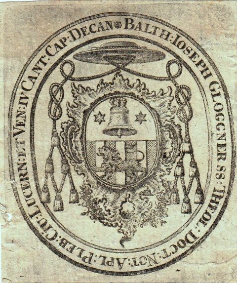 APL Ex Libris Ca. 1770 Joseph Balthasar Gloggner (Nato 1738)