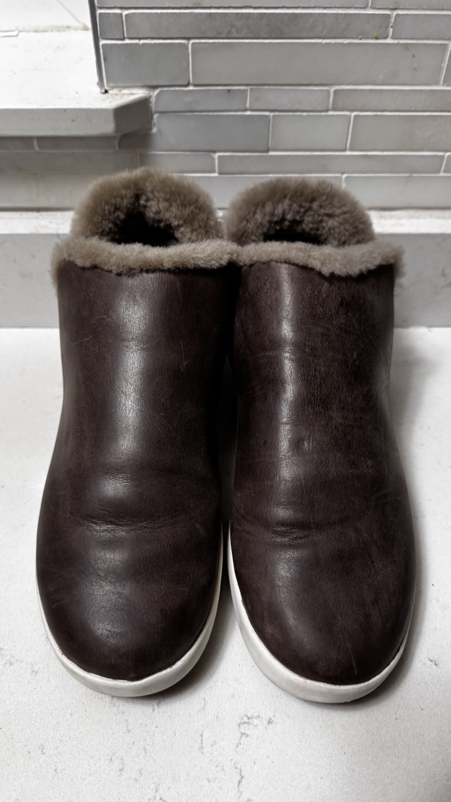 Olukai - Mālua Hulu *WORN ONCE* Fur Lined Booties Sz 8.5  $160 Warm Taupe Malua image 5