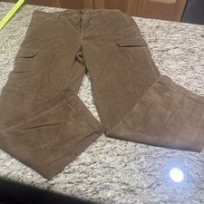 Chaps Corduroy Pants men’s Flat Front 38w 32L Dark Brown Utility Pockets Nice Cp