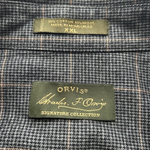 Camisa de franela a cuadros gris mezcla de lana XXL Orvis Signature Collection para hombre usada en excelente estado - Imagen 4 de 5