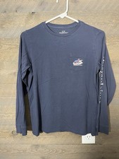 Vineyard Vines Long Sleeve Shirt Ski Whale Snow Boys Blue Medium 12-14 
