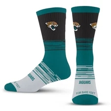 Jacksonville Jaguars For Bare Feet Unisex NFL Football Crew sock Size L 10-13