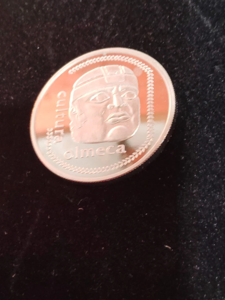 Mexico 1 onza Precolombina Olmeca Stone Head Facing proof silver coin 1984 - Image 3 of 4