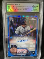 2023 Topps Chrome Update Auto Michael Busch Blue Raywave Refractor /150 Arena 10