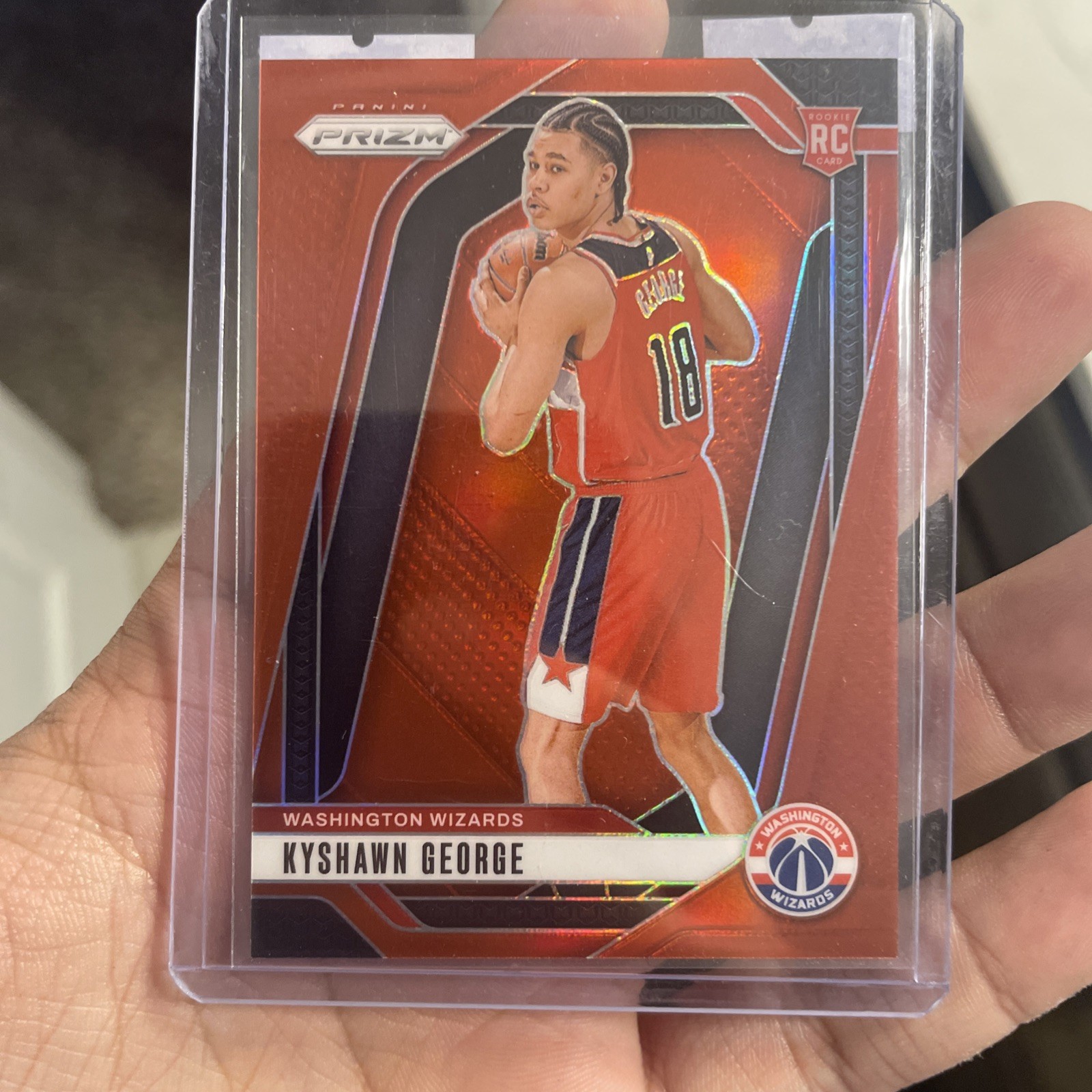 2024-25 Prizm Kyshawn George RC Red Rookie #/299 Wizards 257 Panini